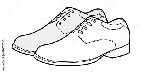 Dress derby mens formal shoes sketch pair. Classic lace up suit footwear oxford derby hybrid style. Technical fashion illustration CAD mockup sketch vector women unisex isolated.