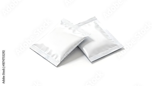 Blank White Sachet Packaging – Single-Use Packet Mockup for Food, Cosmetic, and Sample Products