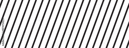 Repeated thin black oblique lines on white background. Slanted parallel straight stripes. Tilted striped print. Abstract minimalist design. Vector graphic illustration
