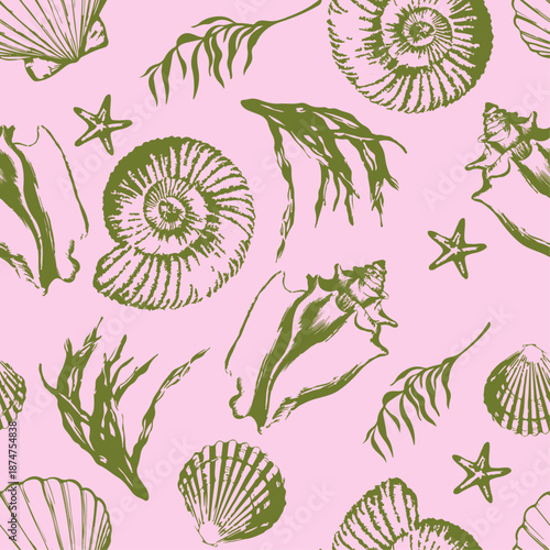 Light Pink Marine Life Pattern – Seamless Nautical Design