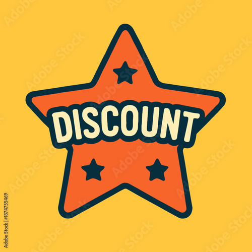 Star Badge Discount Vector Flat