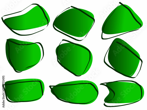 Abstract green blob bundle set. Vector random green blobs. Abstract wavy blobs.