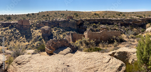 Hovenweep National Monument in Utah. Square Tower ancestral Puebloan village of dwellings along the Little Ruin Canyon. 