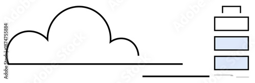 Abstract cloud and stack of storage tiers illustrate modern technology, server storage, and digital solutions. Ideal for computing, IT structure, cloud storage, data integration, networking, online