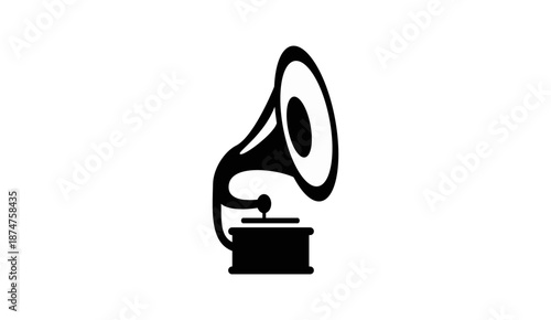 Gramophone and Sound Icons Set Vector Illustration 