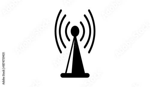 Wireless network signal tower icon vector illustration isolated on white background