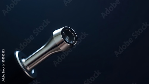 speculum. A classic medical otoscope with metal speculum reflecting clinical light on dark background. STEM education sheets.