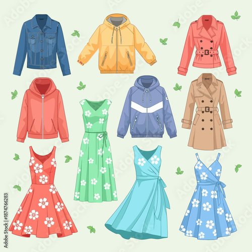 Fashionable Women's Clothing Collection: Jackets, Dresses, and Coats