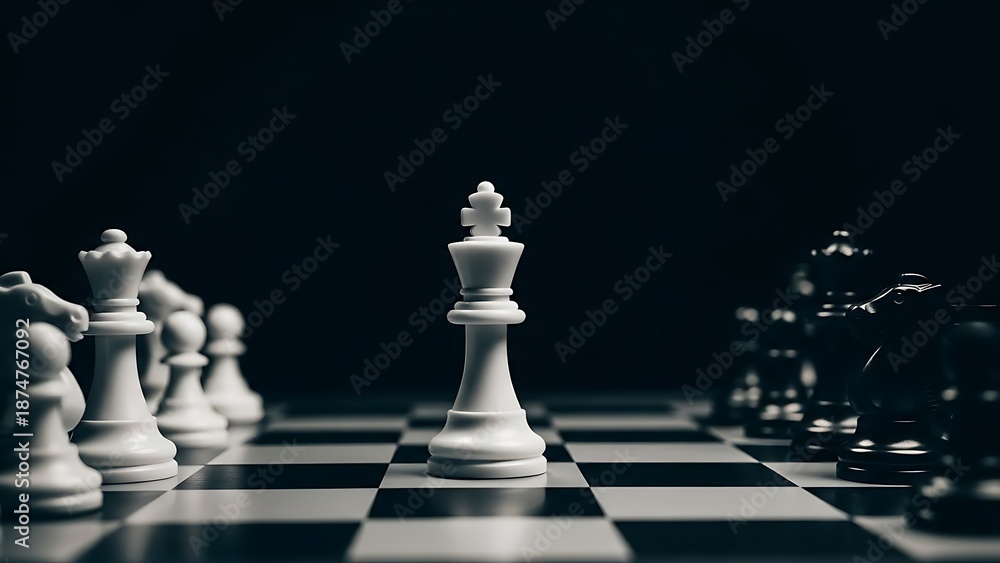 Fototapeta premium Chess king piece in spotlight