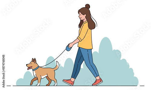 National Walk Your Dog Day Celebration with a Woman and Friendly Dog