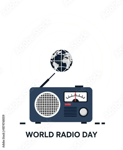 World Radio Day Celebration with Vintage Radio and Globe