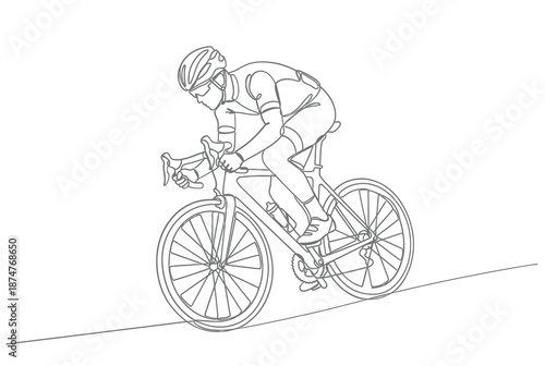 Sketch of a cyclist riding a road bike uphill detailed linework