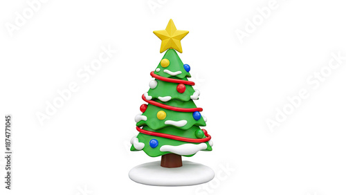 Wallpaper Mural Stylized 3D Christmas Tree with Ornaments and Star Torontodigital.ca