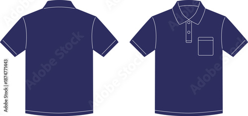 ポロシャツ　紺　ネイビー　青　半袖　胸ポケット