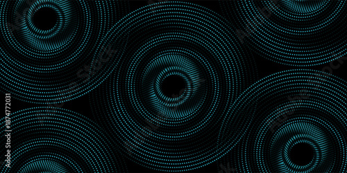 3D blue techno background. Big data visualization on dark space with dotted lines shape effect decoration. Modern graphic design element dots circle style concept for flyer, card, or brochure cover