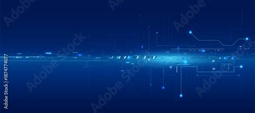 Technology Blue Circuit Lines Background Futuristic Digital Cyber