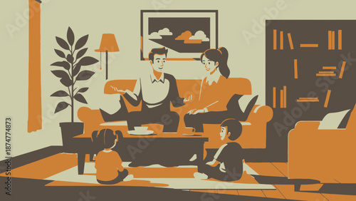 Happy family enjoying quality time together in living room
