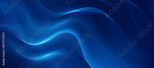 Abstract Modern Technology Background with Glowing Blue Curved Lines