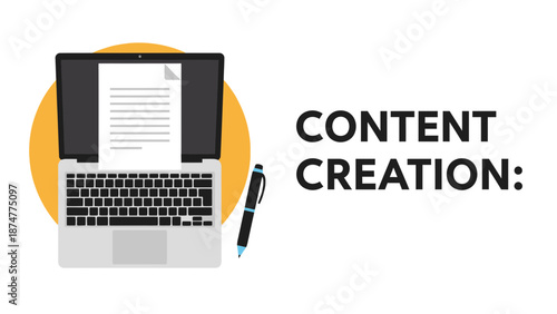 Modern workspace with laptop and document for content creation