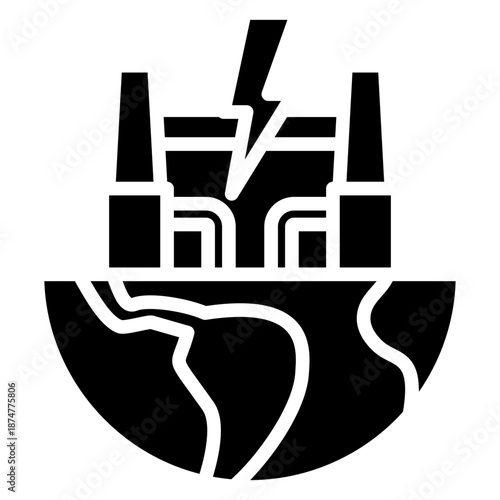 Geothermal Glyph Icon Mini Illustration, Use For Modern Concept, Print, Ui, Ux Kit, Web And App Development. Vector Related To Green Technology And More