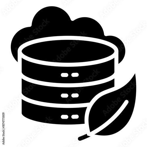 Cloud Server Glyph Icon Mini Illustration, Use For Modern Concept, Print, Ui, Ux Kit, Web And App Development. Vector Related To Green Technology And More