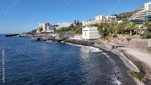 Coastline and beaches at Lido, Funchal, Madeira Island, Portugal