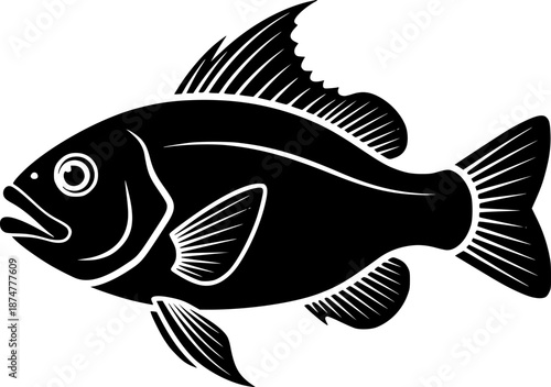 Stylized monochrome illustration of a Devil's Hole Pupfish artwo
