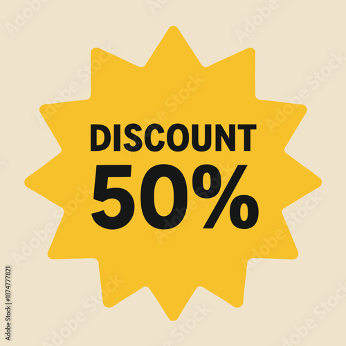 Star Label Discount Vector Flat