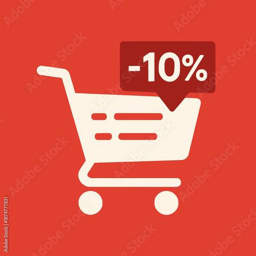 Shopping Cart Discount Vector Flat