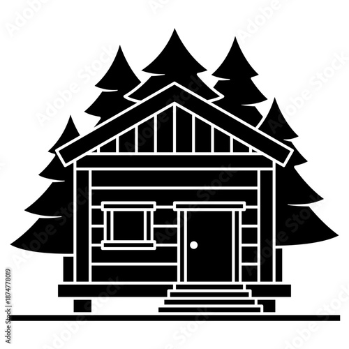 cabin house illustration 