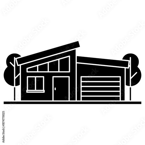 house with garage illustration 