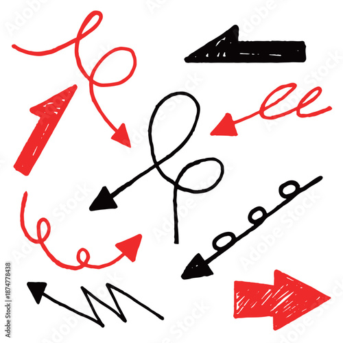 ラフな手書きの矢印・装飾素材