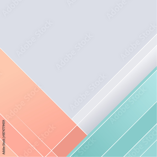 Geometric shapes overlap with pastel colors in a modern abstract composition viewed from directly above