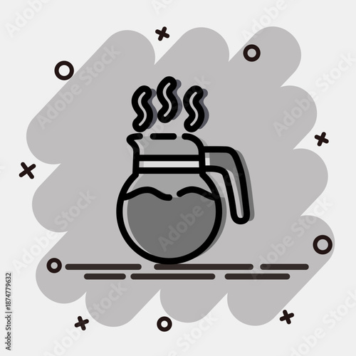 Icon coffee pot. Coffee shop elements. Icon in comic style.