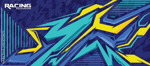  colorful car wrap template design. racing background. abstract car decal design. racing sports car wrap