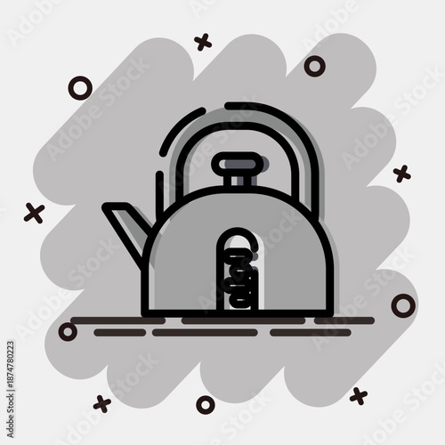 Icon ketle. Coffee shop elements. Icon in comic style.