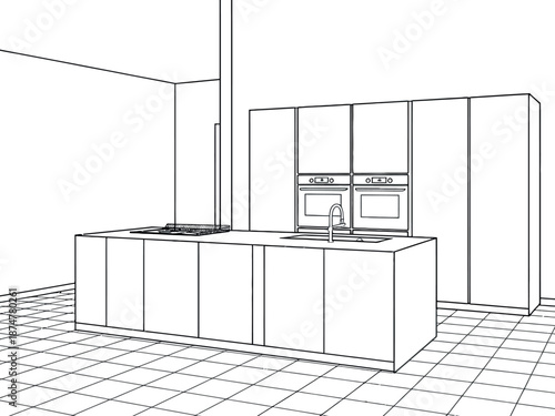 A modern kitchen with sleek cabinetry and appliances in a minimalist design