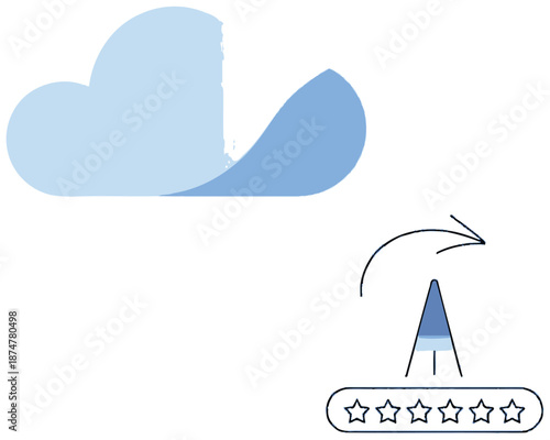 A blue cloud rating a five-star service with a satisfied expression