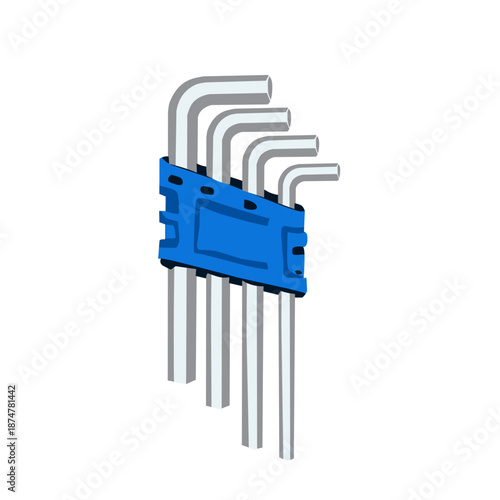 Allen Key Set in Flat Style for Mechanical Assembly