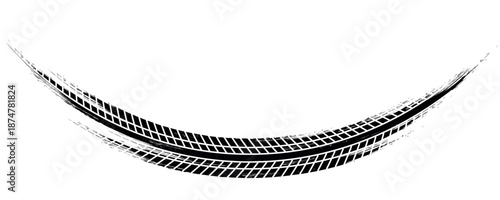 Auto tire tread grunge element. Car and motorcycle tire pattern, wheel tyre tread track. Black tyre print.
