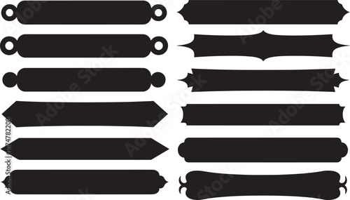 Versatile Islamic Banner and Label Silhouette Set with Geometric Decorative Shapes for Ramadan Kareem, Eid Mubarak, and Arabic Style Graphic Designs