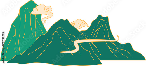 Traditional Chinese Mountain Peaks