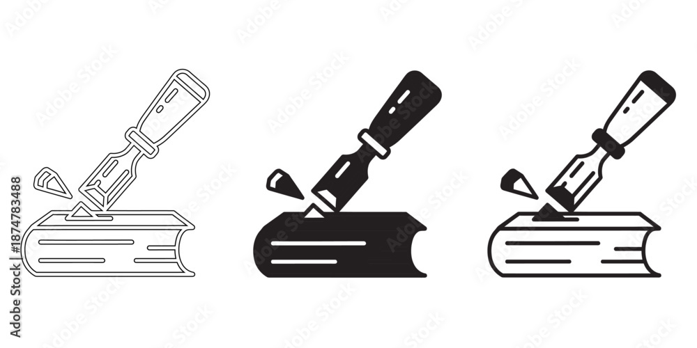 Obraz premium Wood Chisel Carving Book for Carpentry and Woodworking Craft Icon 
