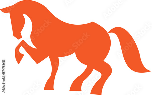 Vivid orange horse vector, a symbol of power and good fortune for the Chinese years