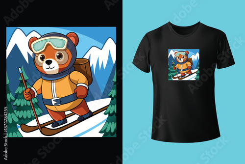 Alpine Skier Action Silhouette Vector Illustration