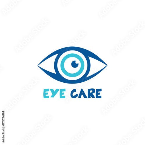 Modern eye care logo with vision optical health clinic service and abstract protection brand identity design in vector style