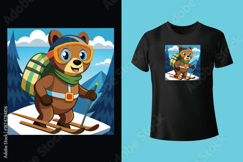 Alpine Skier Action Silhouette Vector Illustration