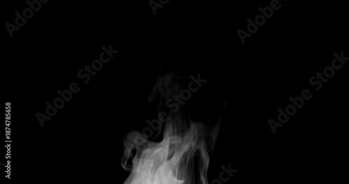 Trickle of Steam Slowly Rising from the Cup. White steam rises light, graceful twists on a black background. Slow motion. Footage is perfect for the layer with different blending modes.