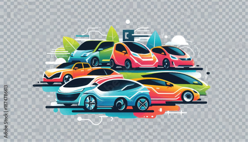 Colorful Cars Stacked in Layers.