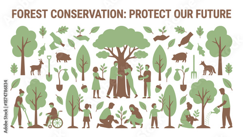 Forest Conservation Protect Our Future People Planting Trees.